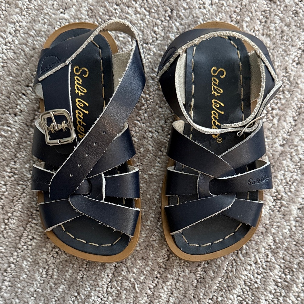 Salt Water Sandals by Hoy Navy Leather Kids Sandals